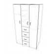 Wardrobe with 3 single doors hanging space, shelves and drawers